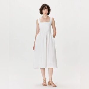 Quince white 100% European linen dress. NWT